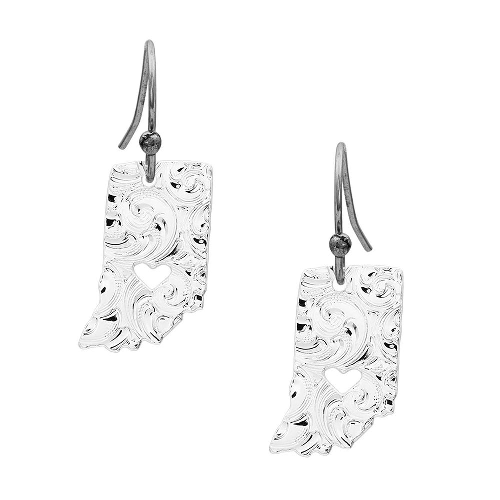 NIB Montana Silversmiths I Heart Indiana Earrings